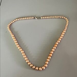 Elegant Faux Gold Pearl Necklace. 20”